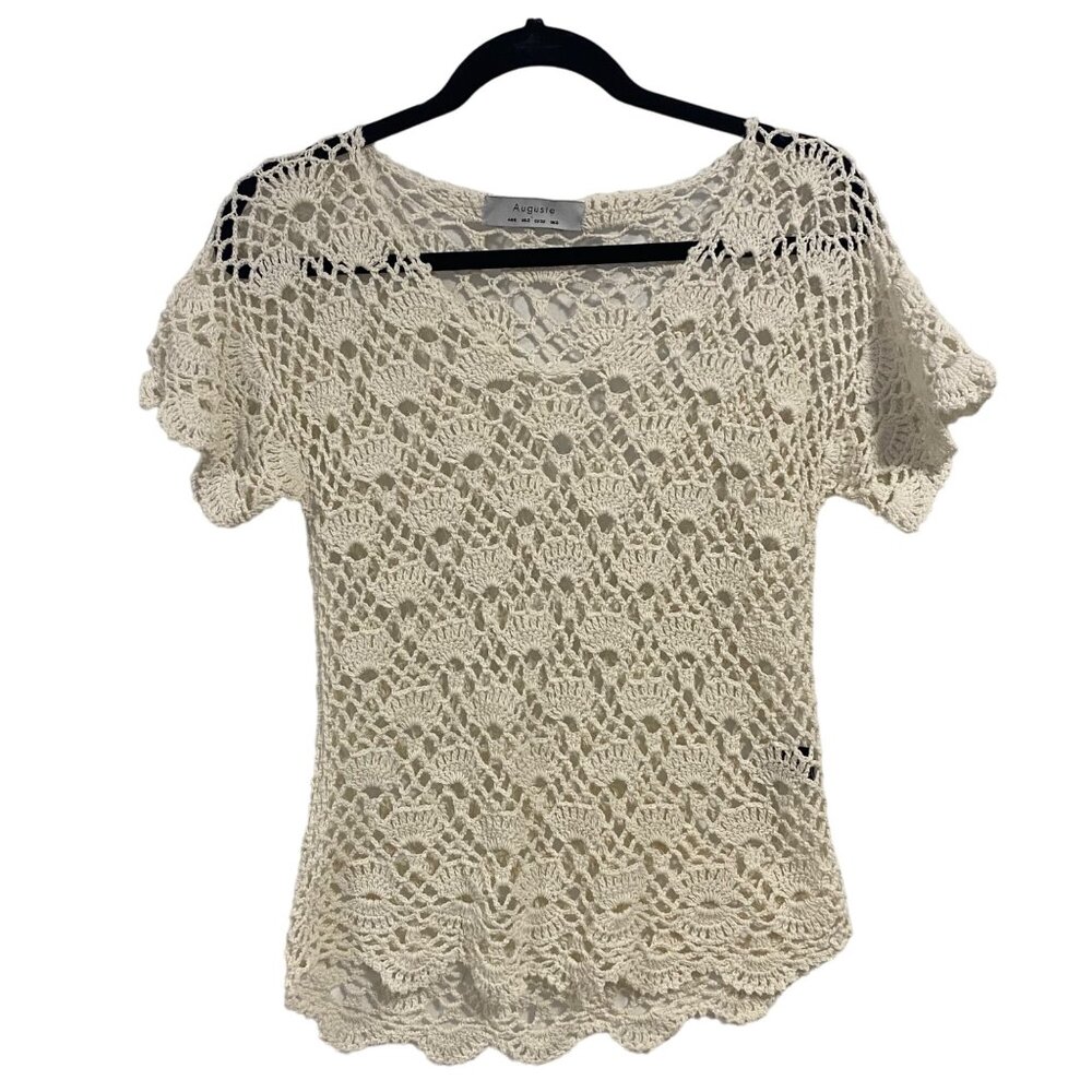 Auguste the‎ Label Cream Crochet Short Sleeve Blouse U.S. Size 2